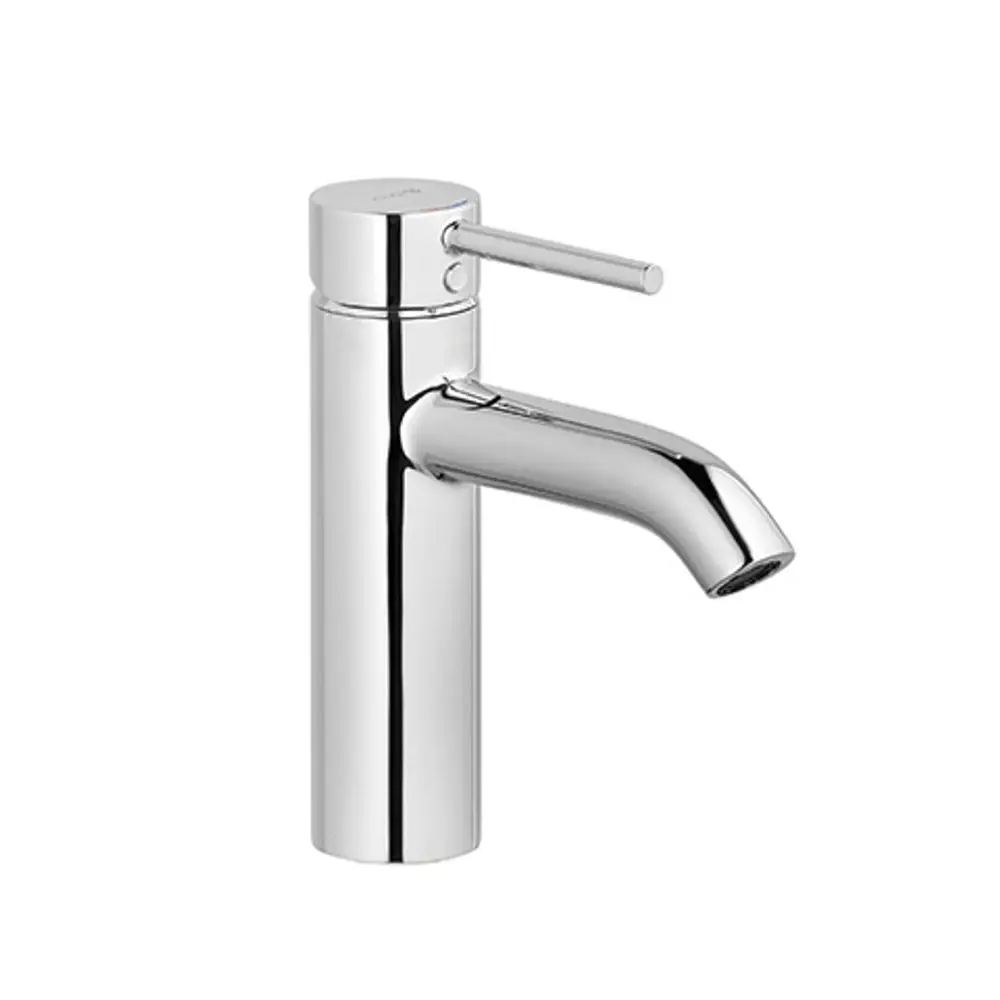 Waschtischarmatur von Kludi in chrom, mit schmalem Auslauf und einer Hebelbedienung. Inklusive integriertem Push Open Ablaufventil.